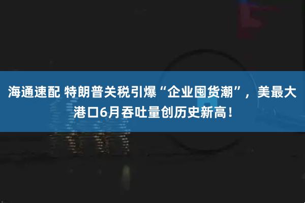 海通速配 特朗普关税引爆“企业囤货潮”，美最大港口6月吞吐量创历史新高！